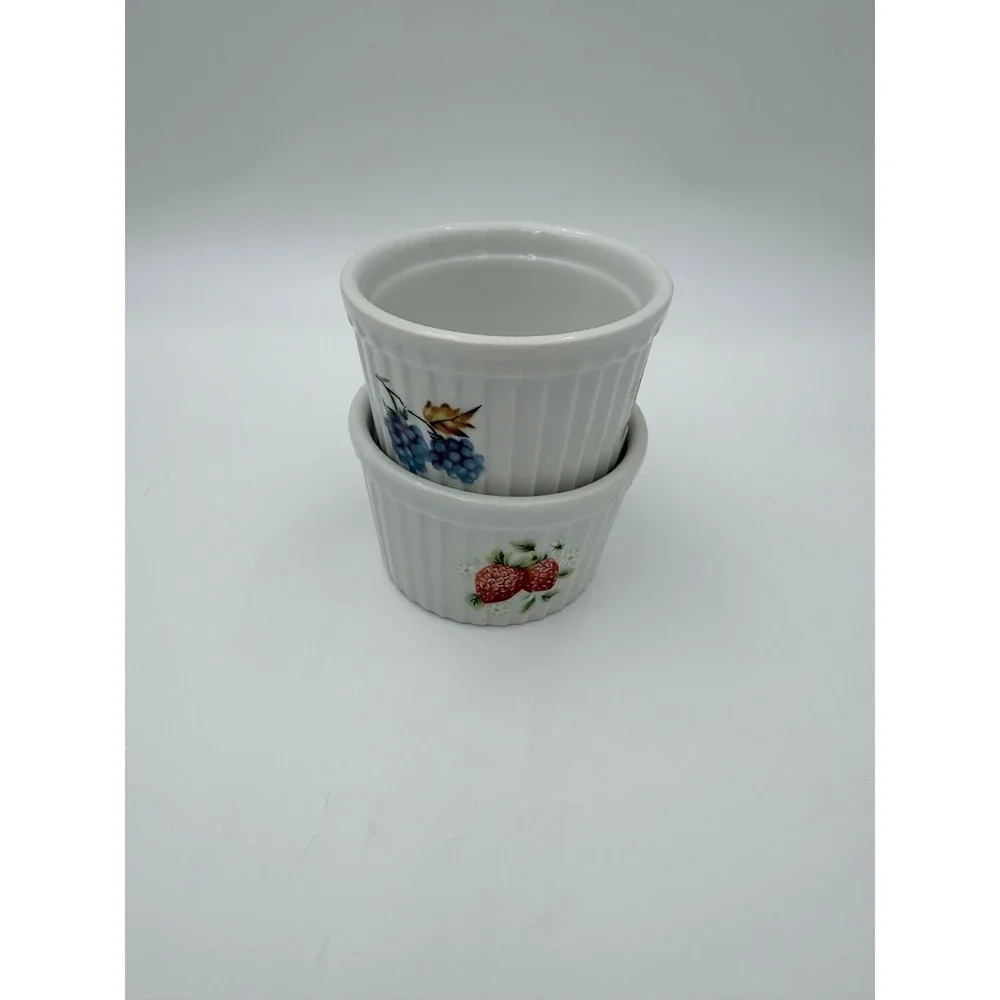 BIA Cordon Bleu‎ Ramekins Set of 2 Fruit Pattern Porcelain 3